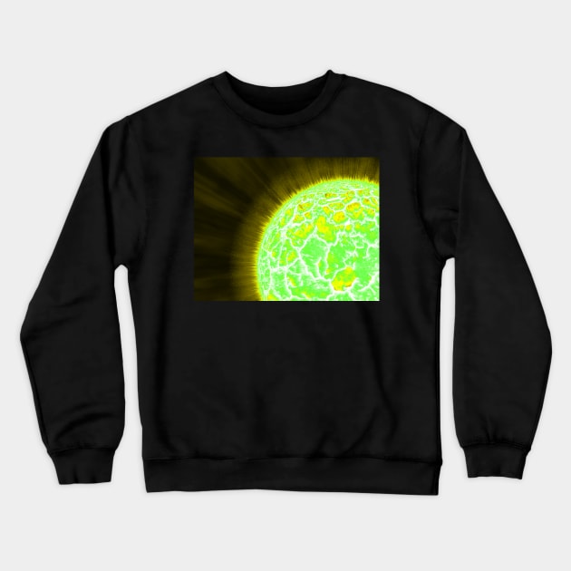 Exploding Sun Close-Up - Yellow Crewneck Sweatshirt by The Black Panther